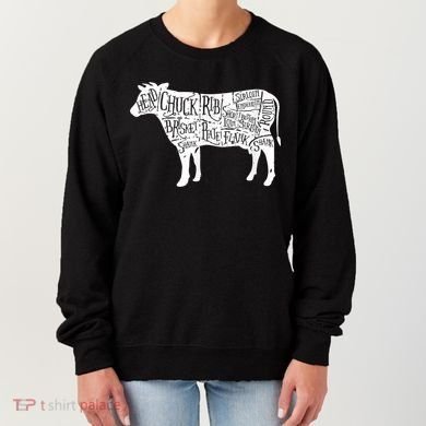 Cow Butcher Beef Cuts Diagram Women's Sweatshirt