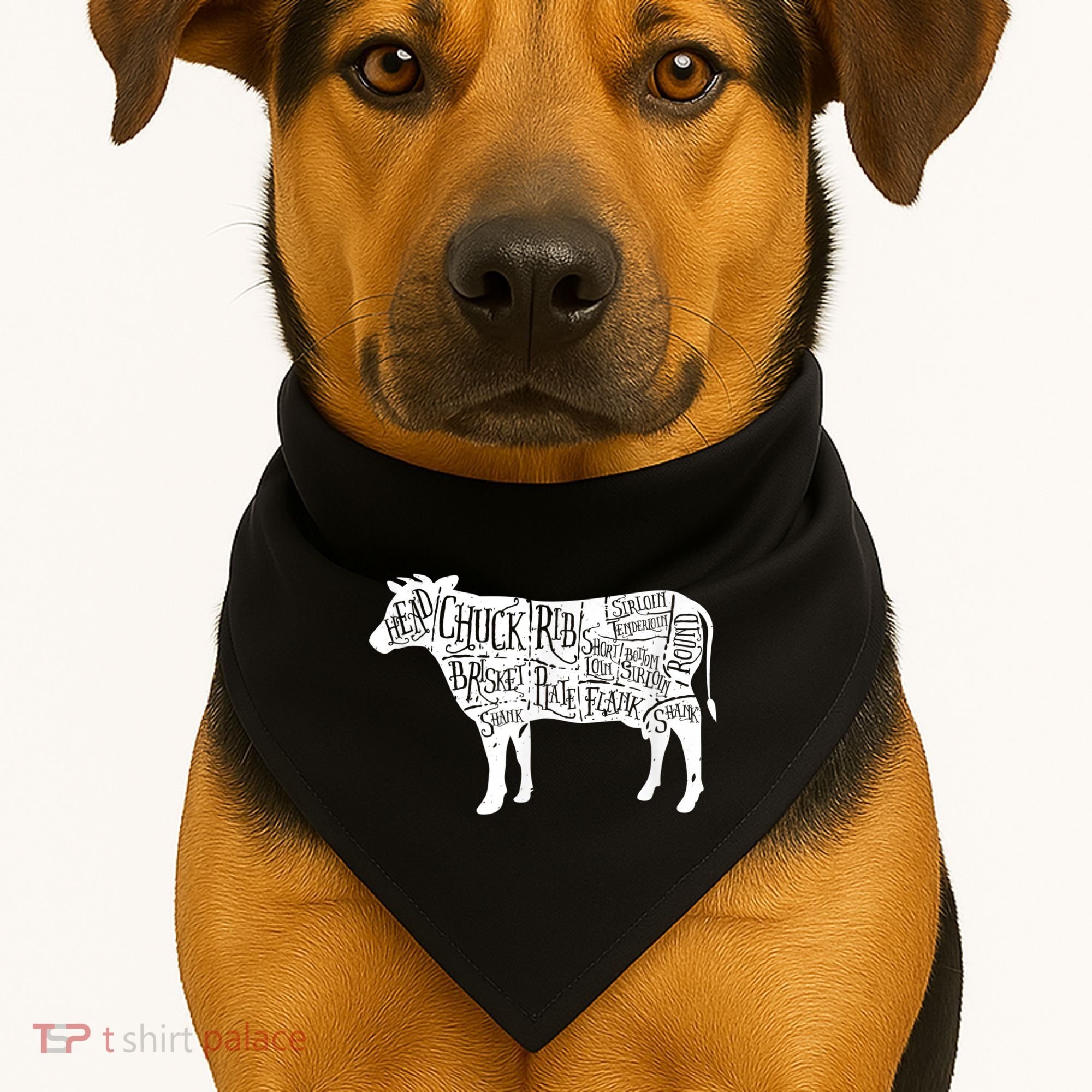 Cow Butcher Beef Cuts Diagram USA-Made Doggie Bandana