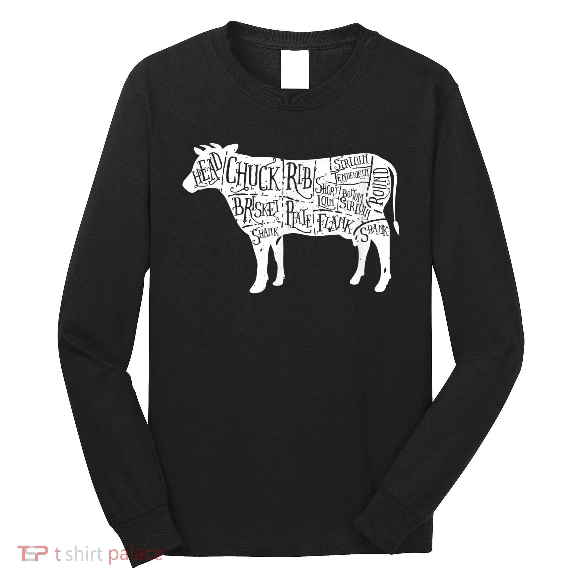 Cow Butcher Beef Cuts Diagram Long Sleeve Shirt
