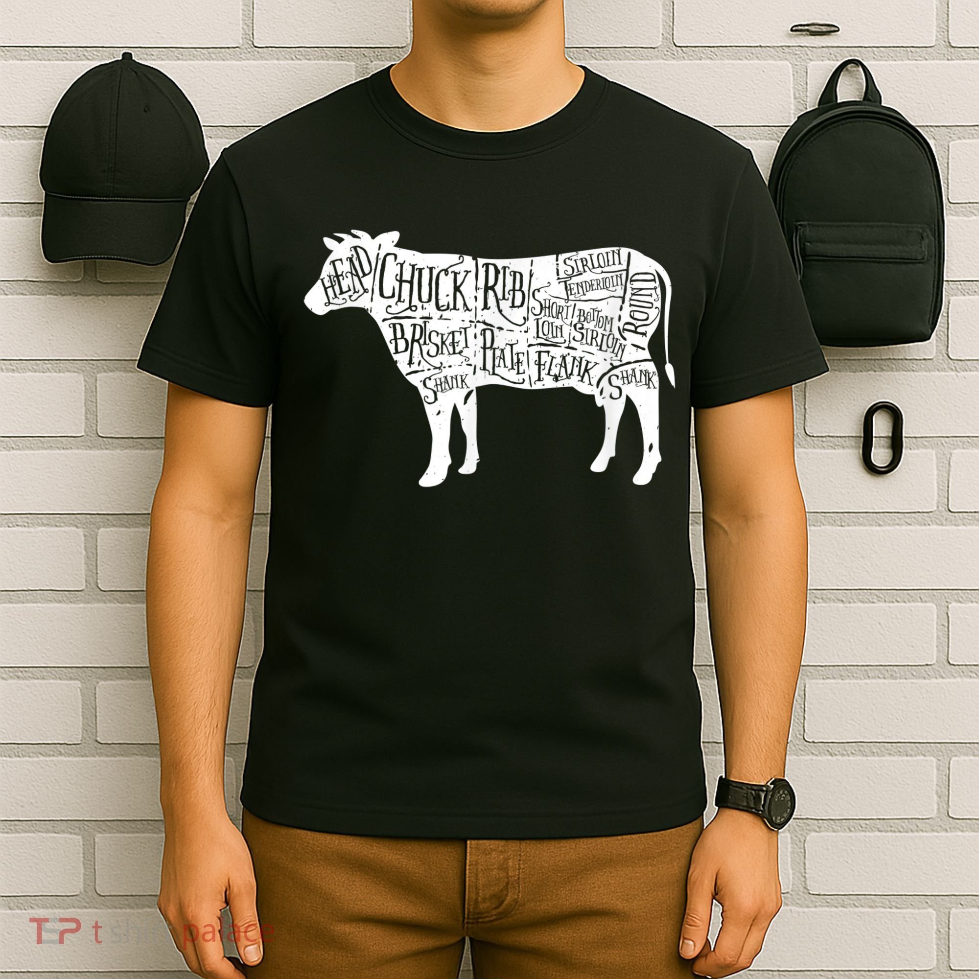Cow Butcher Beef Cuts Diagram T-Shirt