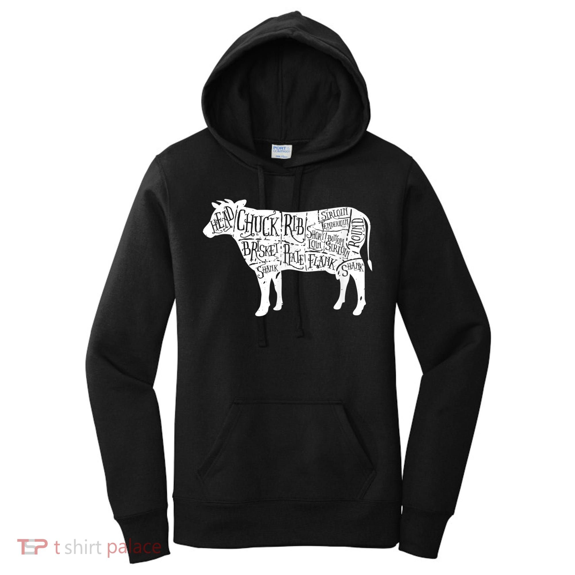 Cow Butcher Beef Cuts Diagram Women's Hoodie