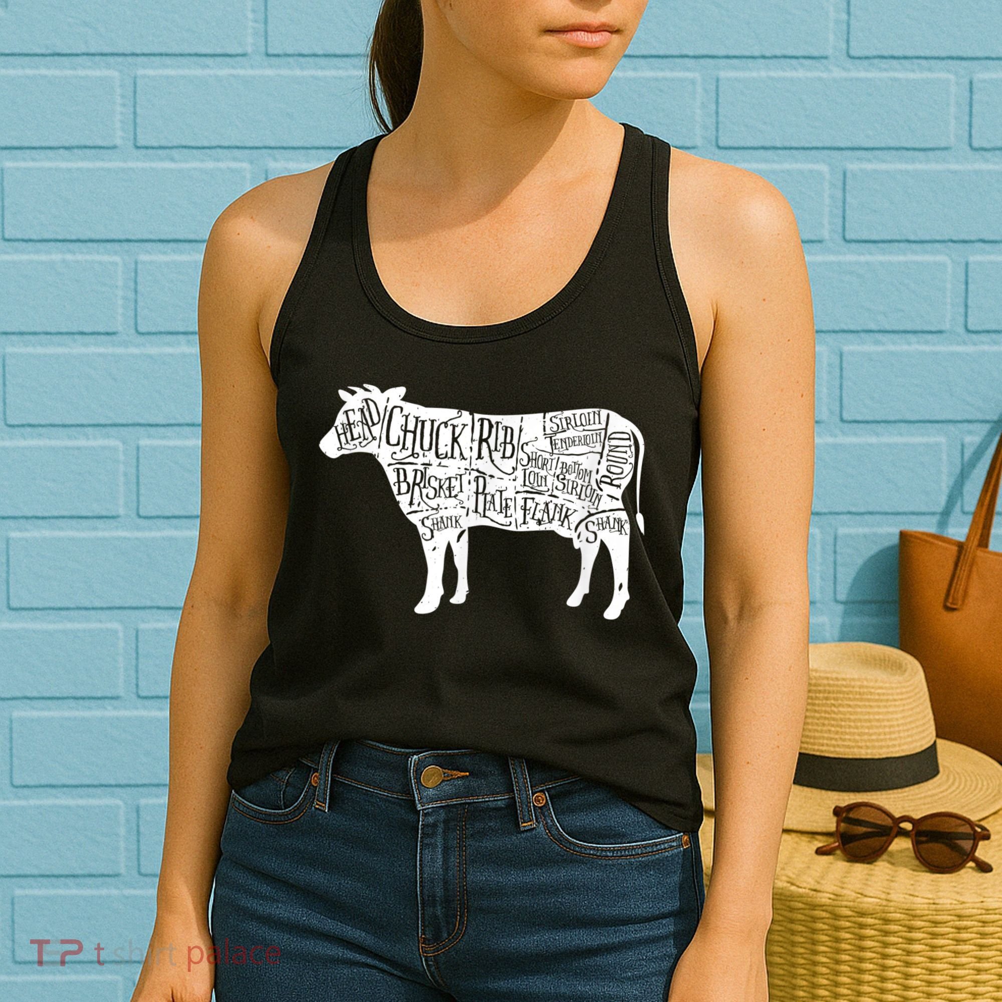 Cow Butcher Beef Cuts Diagram Women's Tank Top