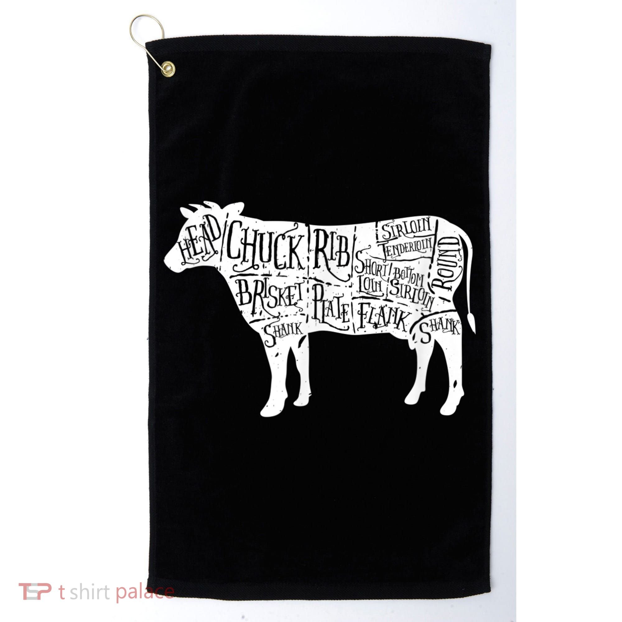 Cow Butcher Beef Cuts Diagram Golf Towel