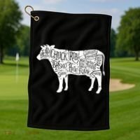 Cow Butcher Beef Cuts Diagram Golf Towel thumb 1
