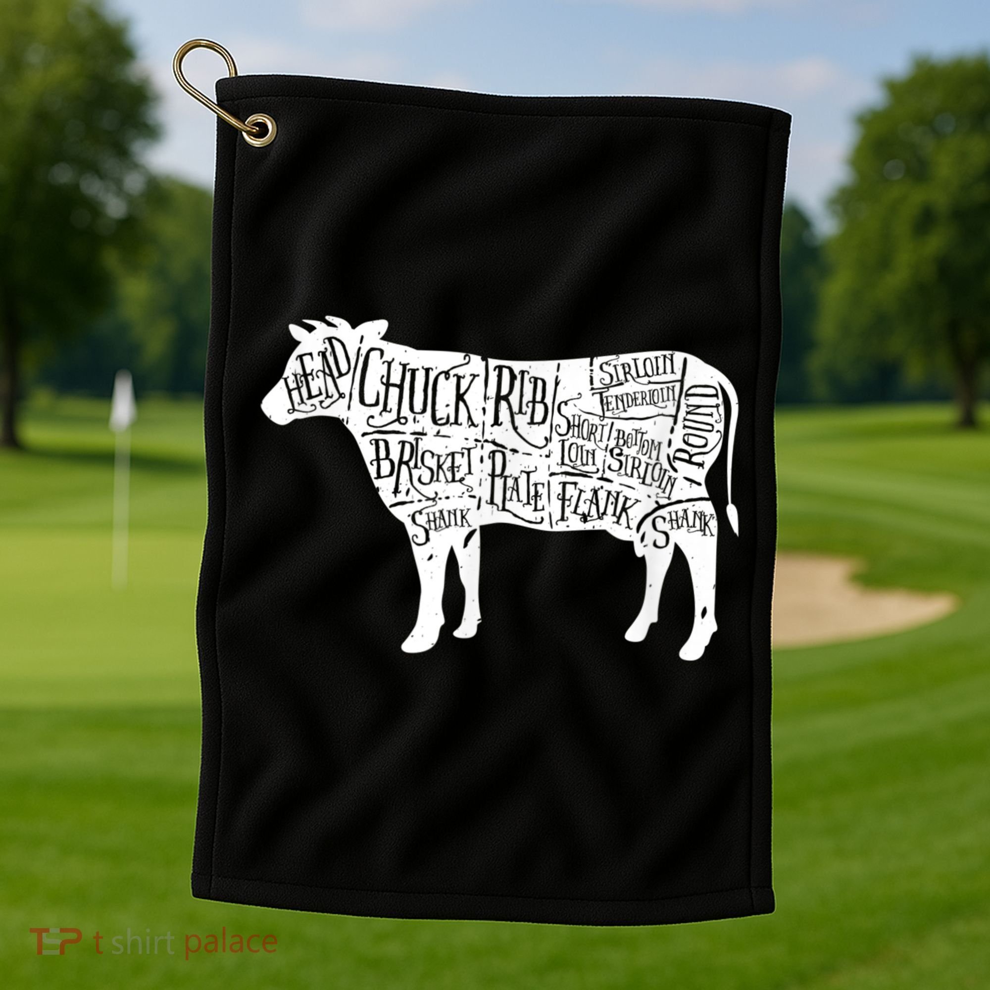 Cow Butcher Beef Cuts Diagram Golf Towel