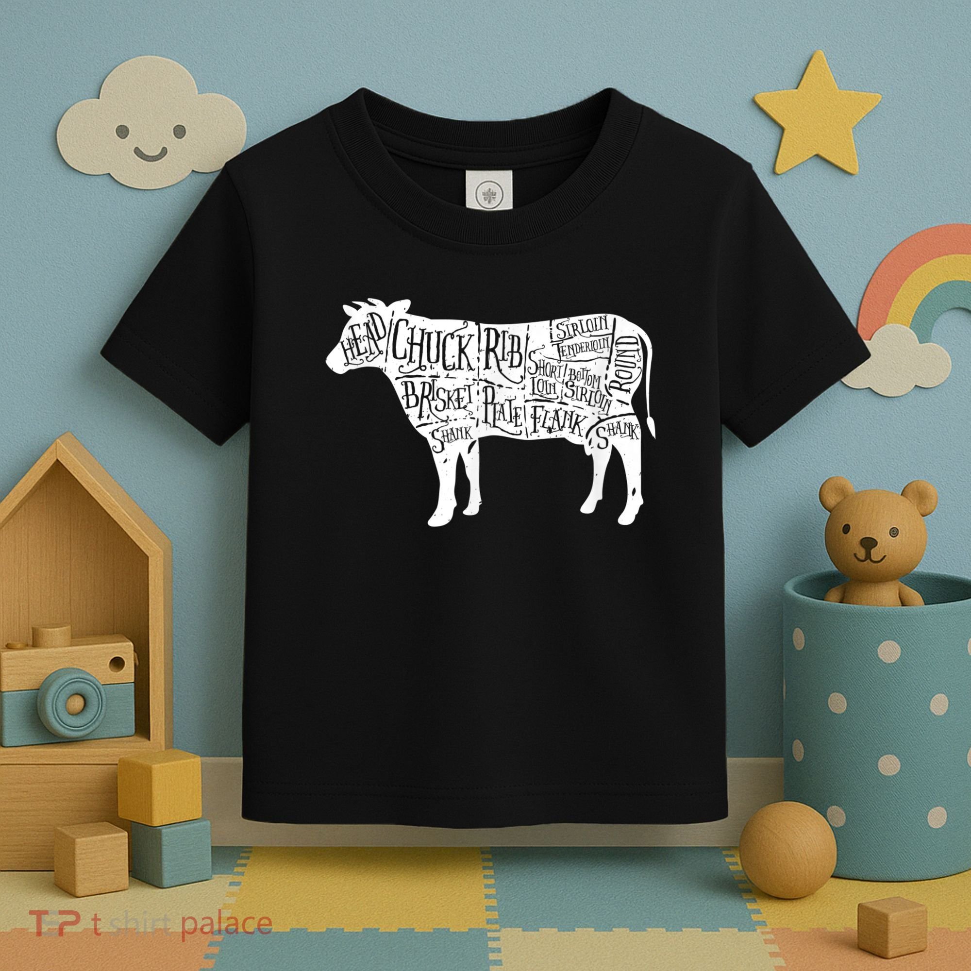 Cow Butcher Beef Cuts Diagram Toddler T-Shirt