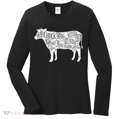 Cow Butcher Beef Cuts Diagram Women's Long Sleeve Shirt