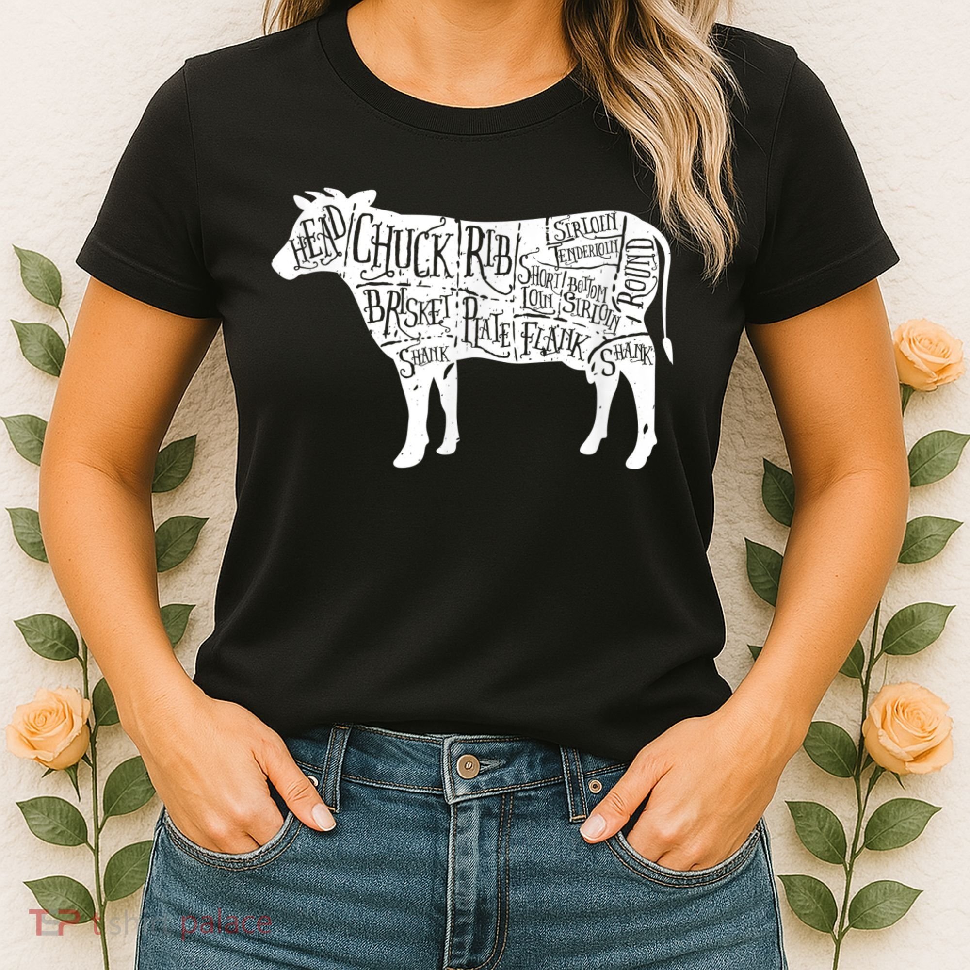 Cow Butcher Beef Cuts Diagram Women's T-Shirt
