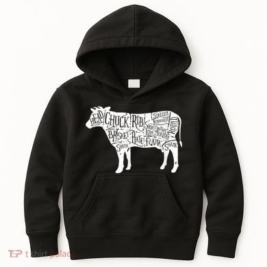 Cow Butcher Beef Cuts Diagram Kids Hoodie