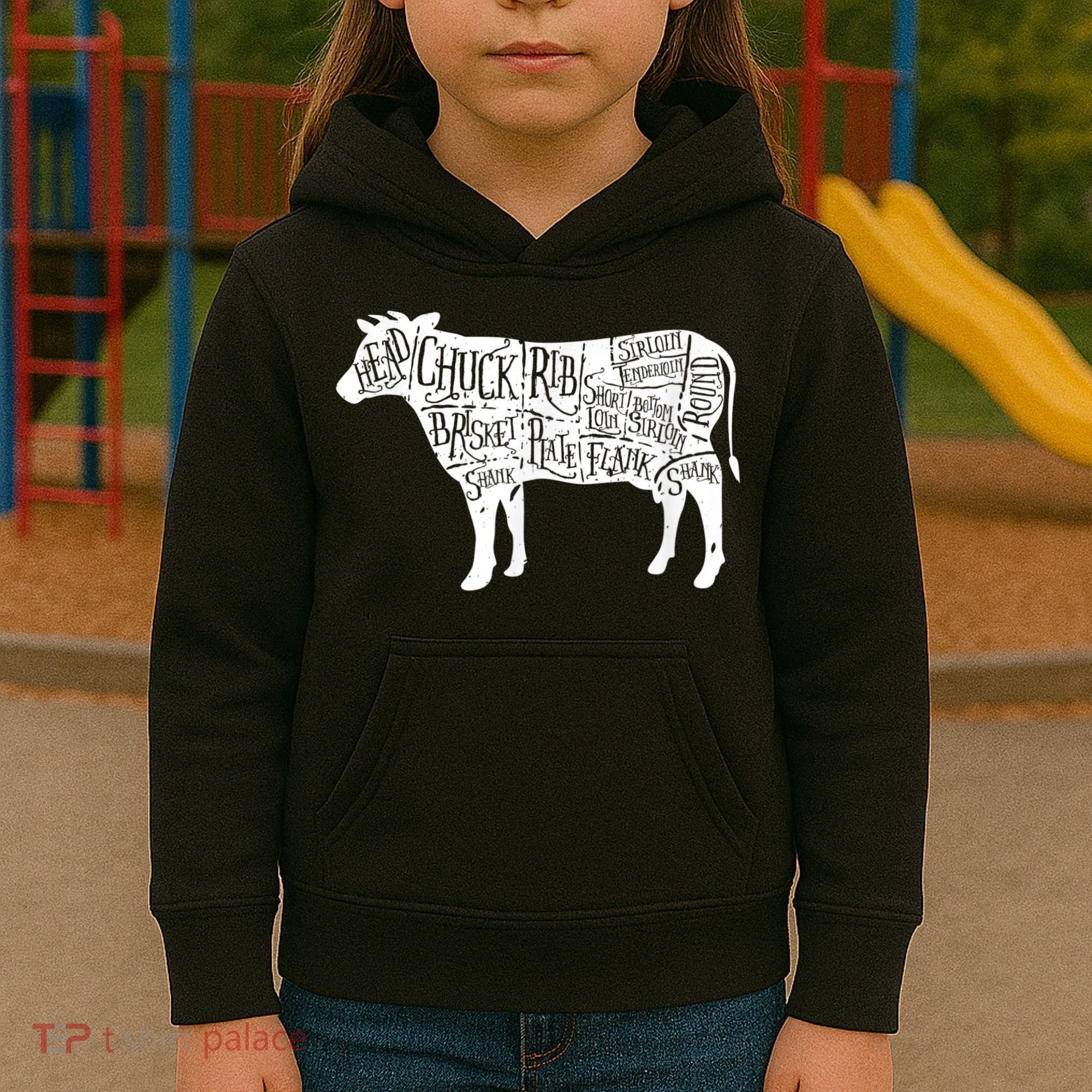 Cow Butcher Beef Cuts Diagram Kids Hoodie