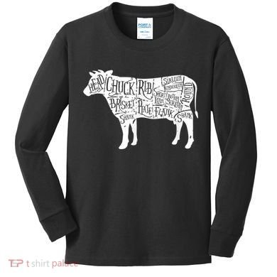 Cow Butcher Beef Cuts Diagram Kids Long Sleeve Shirt