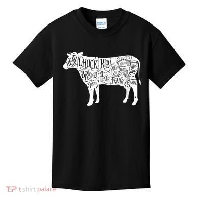 Cow Butcher Beef Cuts Diagram Kids T-Shirt