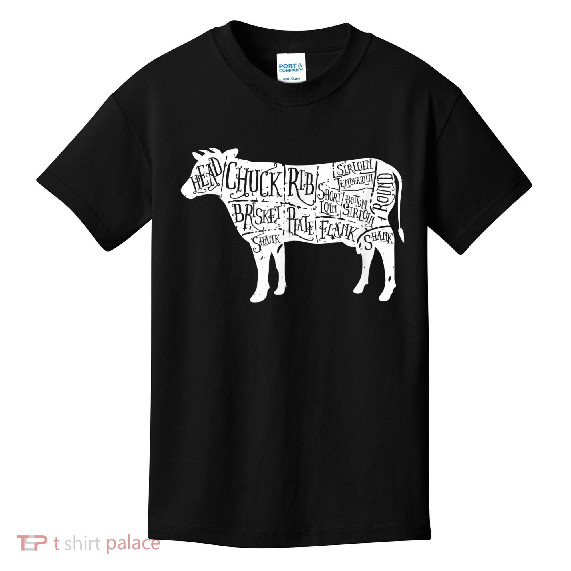 Cow Butcher Beef Cuts Diagram Kids T-Shirt