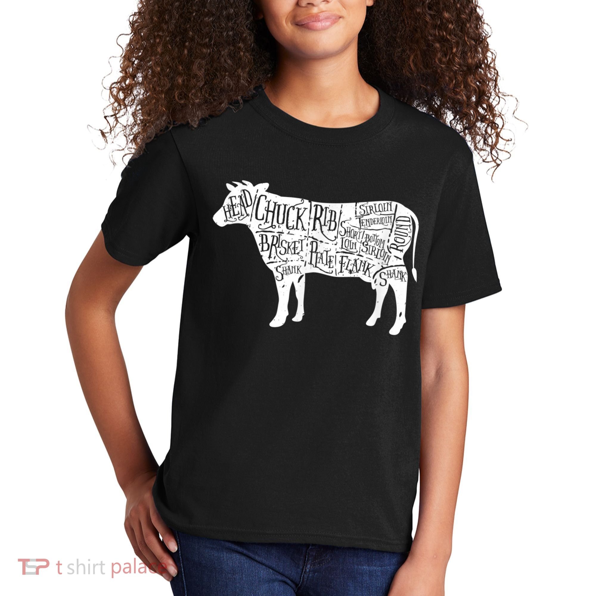 Cow Butcher Beef Cuts Diagram Kids T-Shirt
