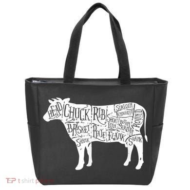 Cow Butcher Beef Cuts Diagram Tote Bag