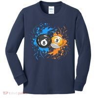 Cool Billiard Balls For 8 Ball And 9 Ball Player Kids Long Sleeve Shirt thumb 0