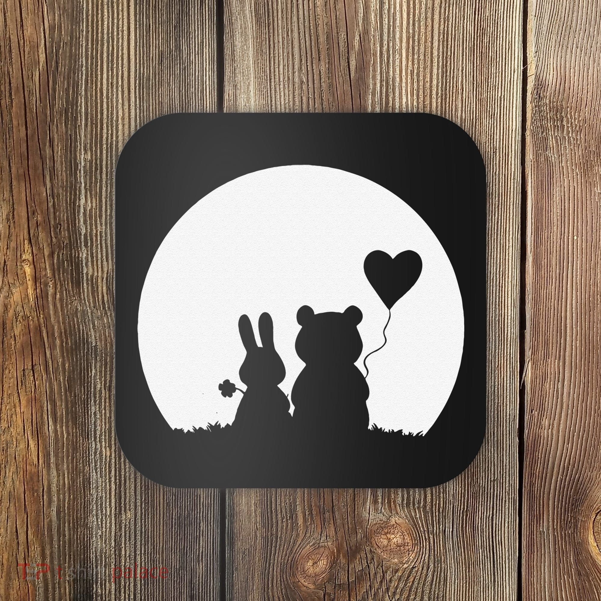 Cute Bunny Bear Love Couple Valentine's Day Rabbit Lover Coaster
