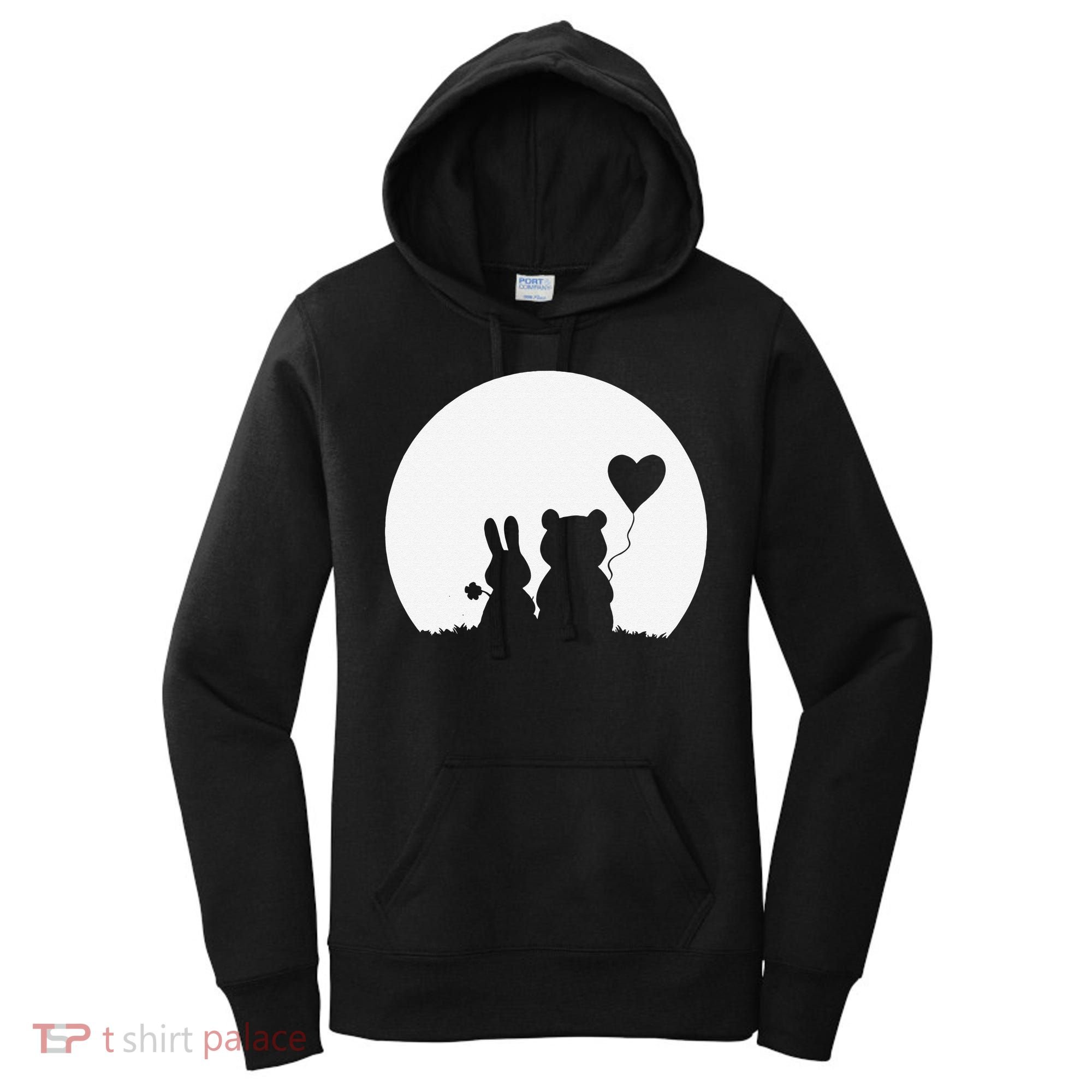 Cute Bunny Bear Love Couple Valentine's Day Rabbit Lover Women's Hoodie