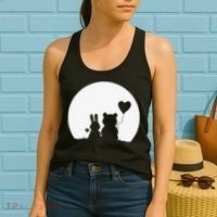 Cute Bunny Bear Love Couple Valentine's Day Rabbit Lover Women's Tank Top thumb 2