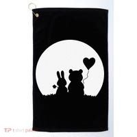 Cute Bunny Bear Love Couple Valentine's Day Rabbit Lover Golf Towel thumb 0