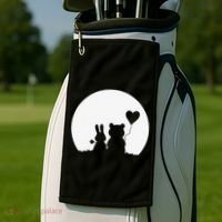 Cute Bunny Bear Love Couple Valentine's Day Rabbit Lover Golf Towel thumb 2