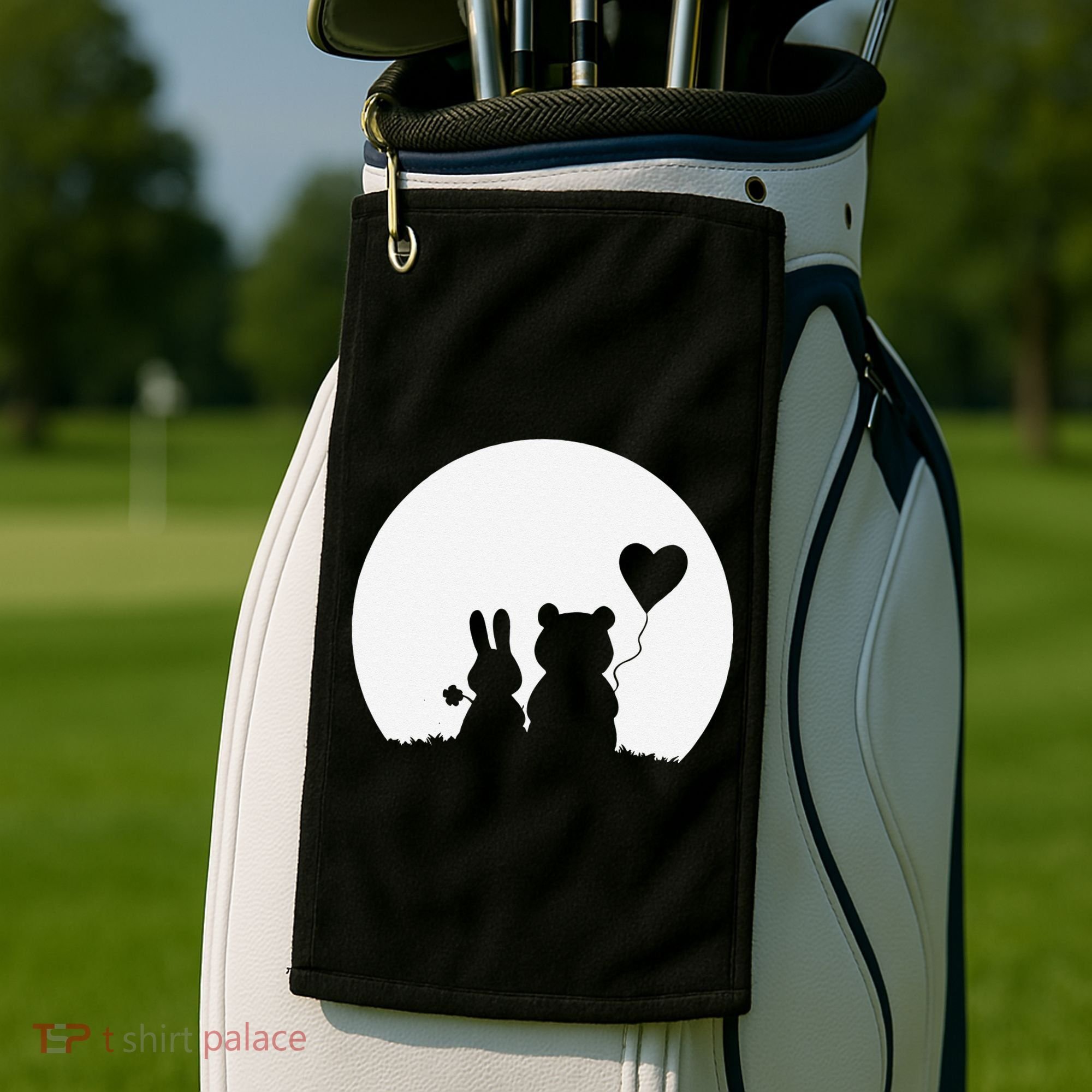 Cute Bunny Bear Love Couple Valentine's Day Rabbit Lover Golf Towel