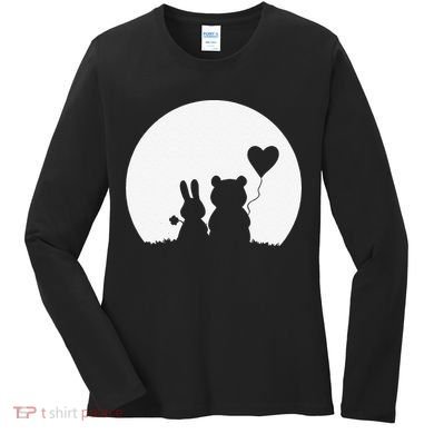 Cute Bunny Bear Love Couple Valentine's Day Rabbit Lover Women's Long Sleeve Shirt