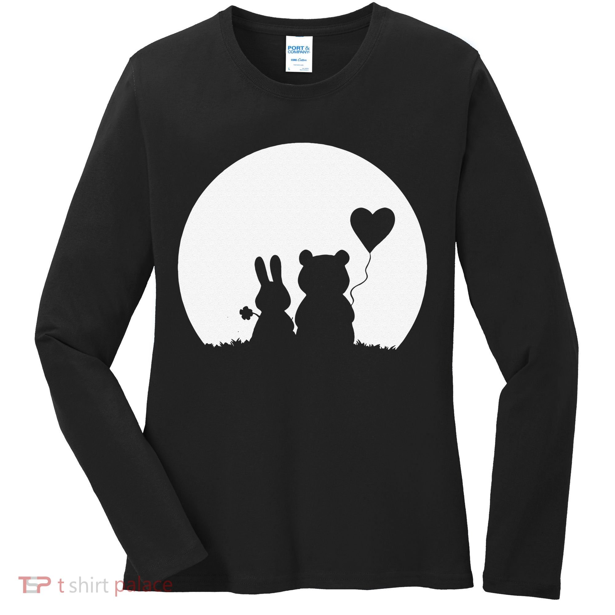 Cute Bunny Bear Love Couple Valentine's Day Rabbit Lover Women's Long Sleeve Shirt