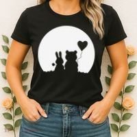 Cute Bunny Bear Love Couple Valentine's Day Rabbit Lover Women's T-Shirt thumb 2