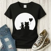 Cute Bunny Bear Love Couple Valentine's Day Rabbit Lover Women's T-Shirt thumb 3