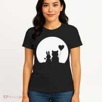 Cute Bunny Bear Love Couple Valentine's Day Rabbit Lover Women's T-Shirt thumb 4