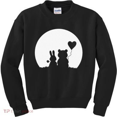 Cute Bunny Bear Love Couple Valentine's Day Rabbit Lover Kids Sweatshirt