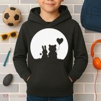 Cute Bunny Bear Love Couple Valentine's Day Rabbit Lover Kids Hoodie thumb 2