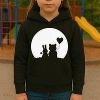 Cute Bunny Bear Love Couple Valentine's Day Rabbit Lover Kids Hoodie thumb 3