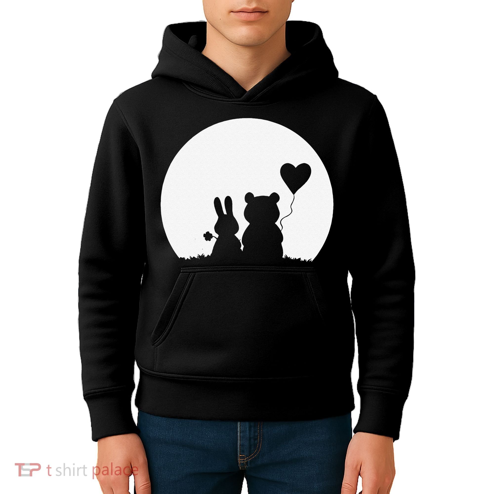 Cute Bunny Bear Love Couple Valentine's Day Rabbit Lover Kids Hoodie