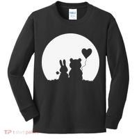 Cute Bunny Bear Love Couple Valentine's Day Rabbit Lover Kids Long Sleeve Shirt thumb 0