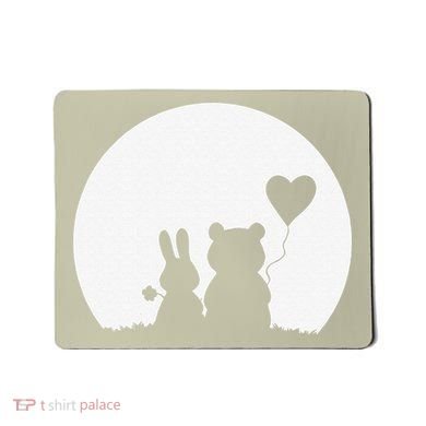 Cute Bunny Bear Love Couple Valentine's Day Rabbit Lover Mousepad