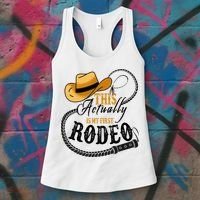 Cowboy Barn Bull Rider Rodeo First Rodeo Women's Tank Top thumb 3