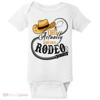 Cowboy Barn Bull Rider Rodeo First Rodeo Baby Bodysuit thumb 0