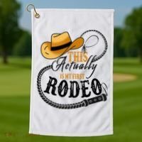 Cowboy Barn Bull Rider Rodeo First Rodeo Golf Towel thumb 1