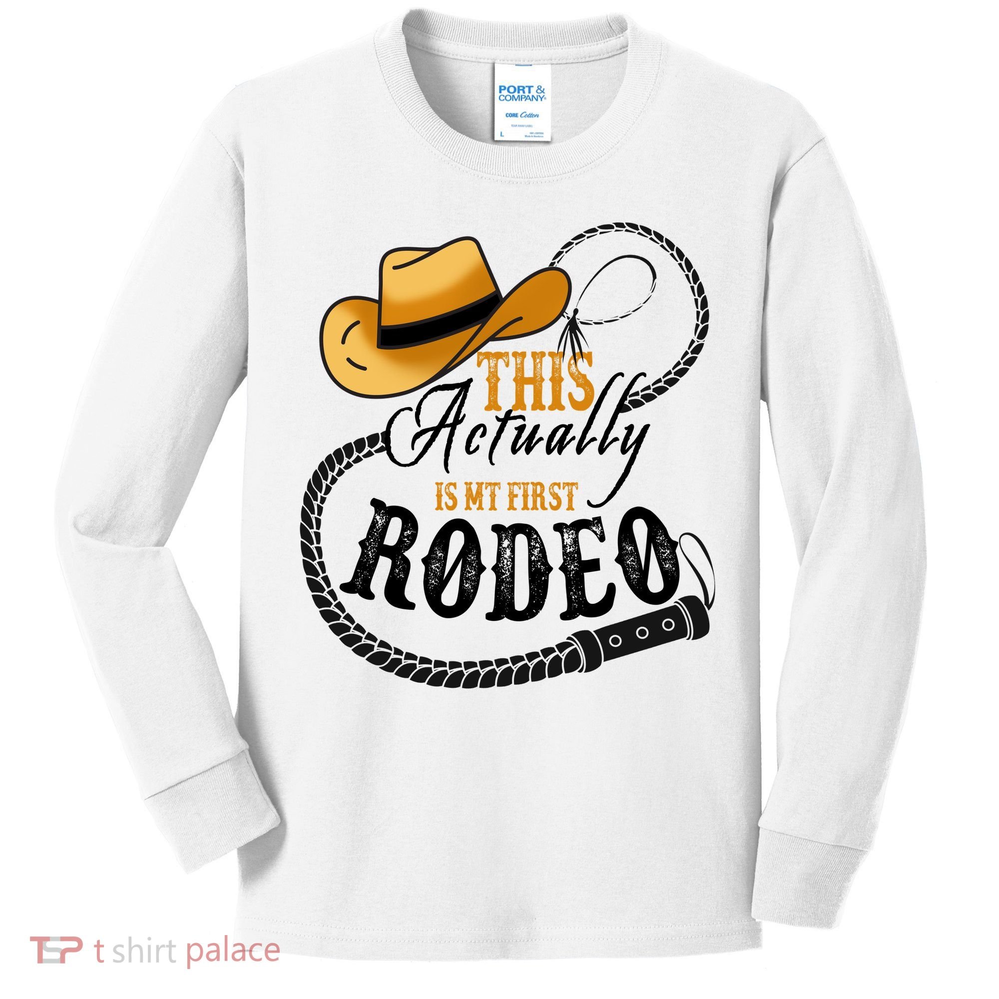 Cowboy Barn Bull Rider Rodeo First Rodeo Kids Long Sleeve Shirt