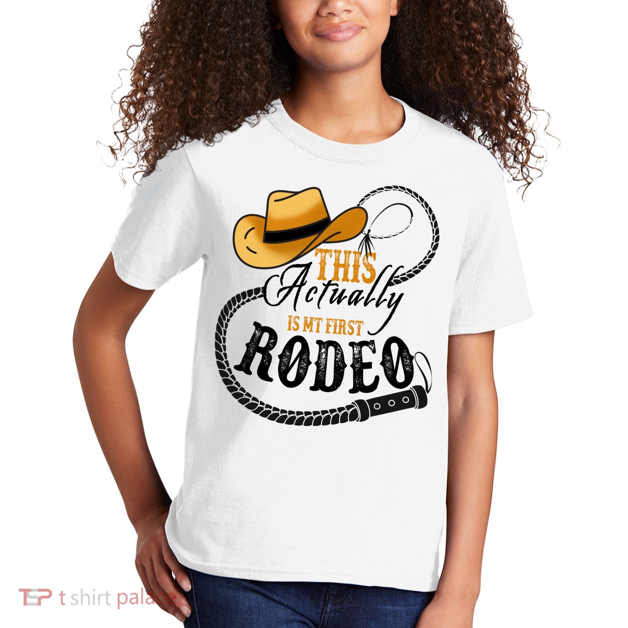 Cowboy Barn Bull Rider Rodeo First Rodeo Kids T-Shirt