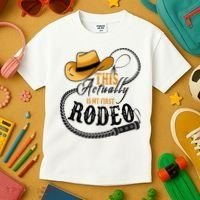 Cowboy Barn Bull Rider Rodeo First Rodeo Kids T-Shirt thumb 3