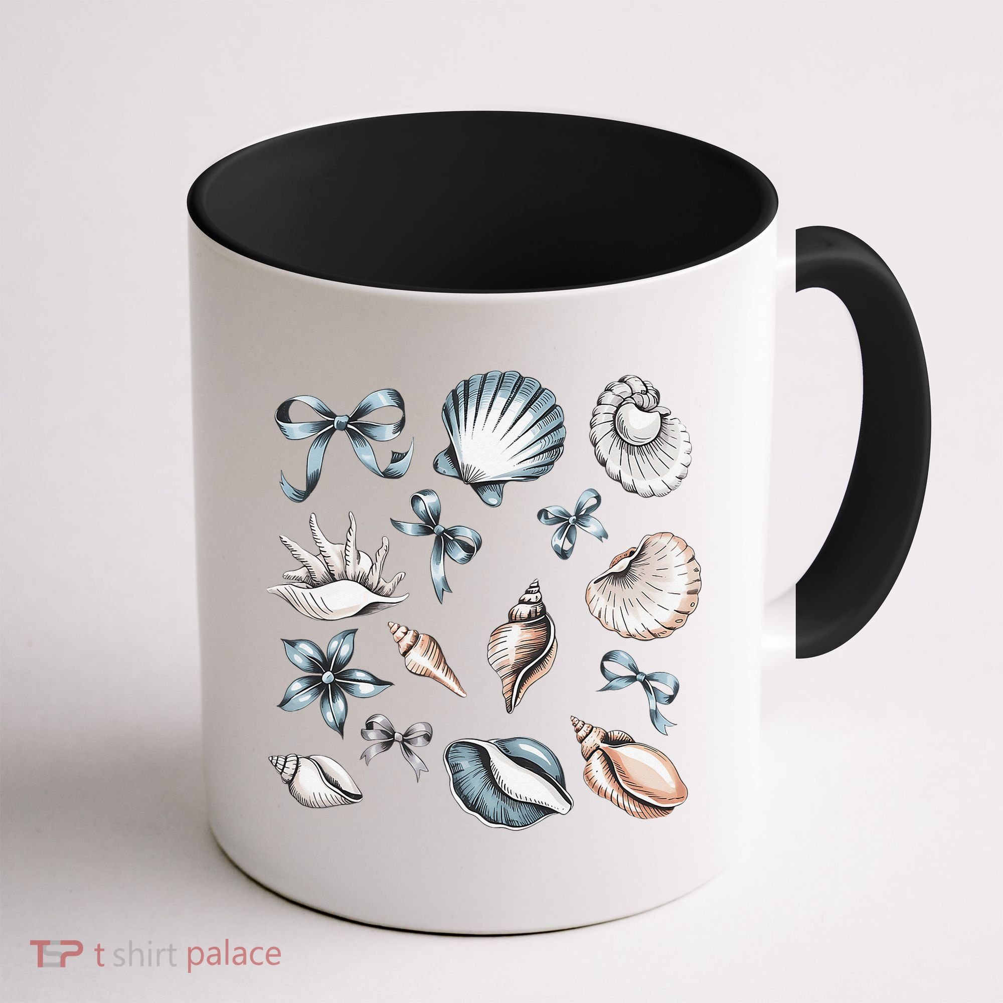 Coquette Blue Bow Ocean Beach Retro Summer Women Coffee Mug