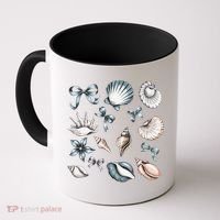 Coquette Blue Bow Ocean Beach Retro Summer Women Coffee Mug thumb 0