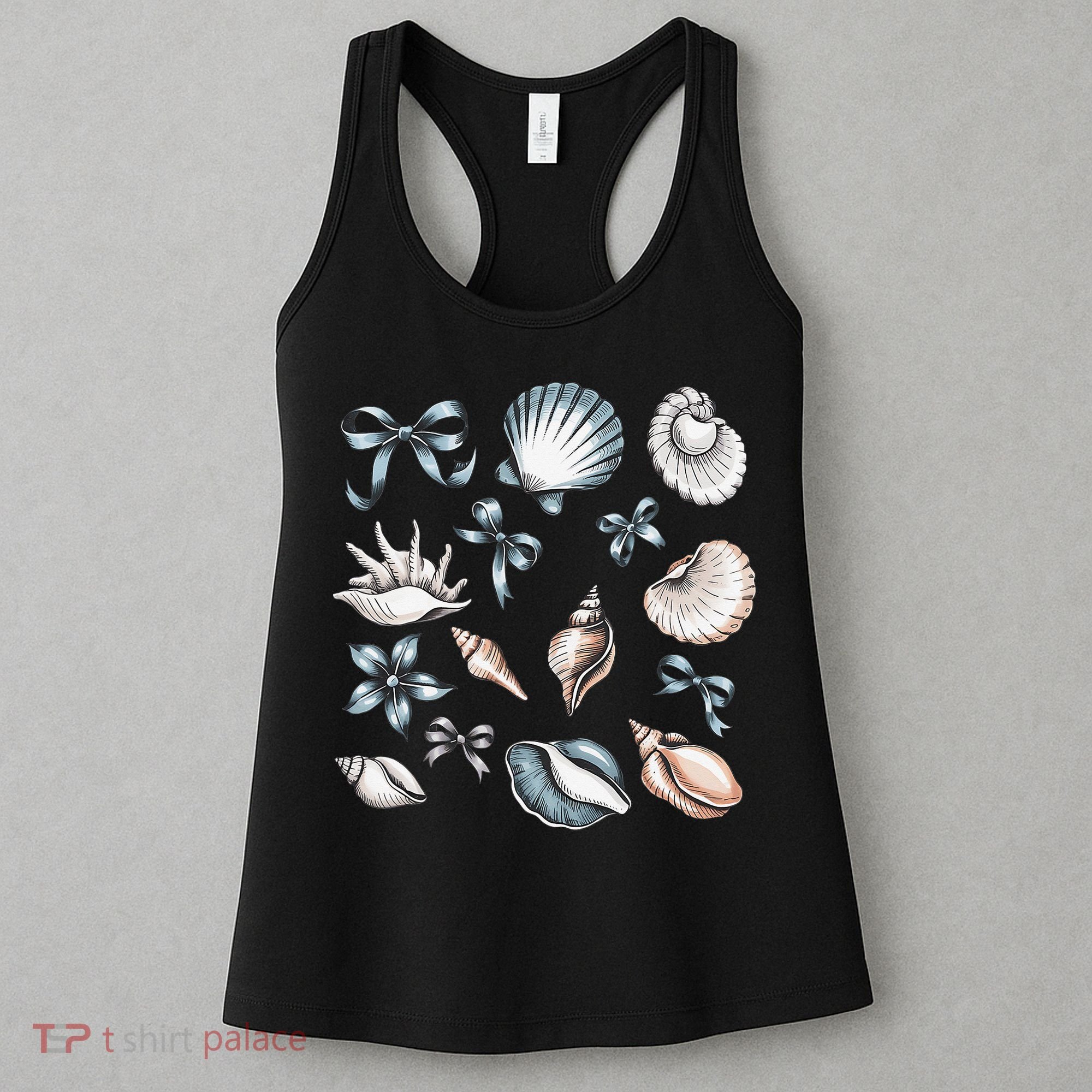 Coquette Blue Bow Ocean Beach Retro Summer Women Women's Tank Top