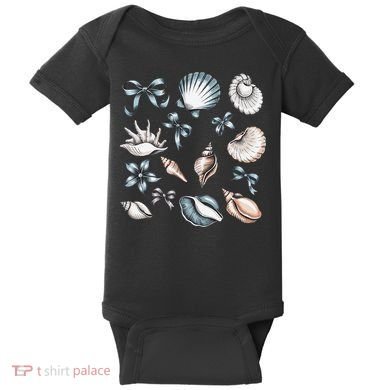 Coquette Blue Bow Ocean Beach Retro Summer Women Baby Bodysuit