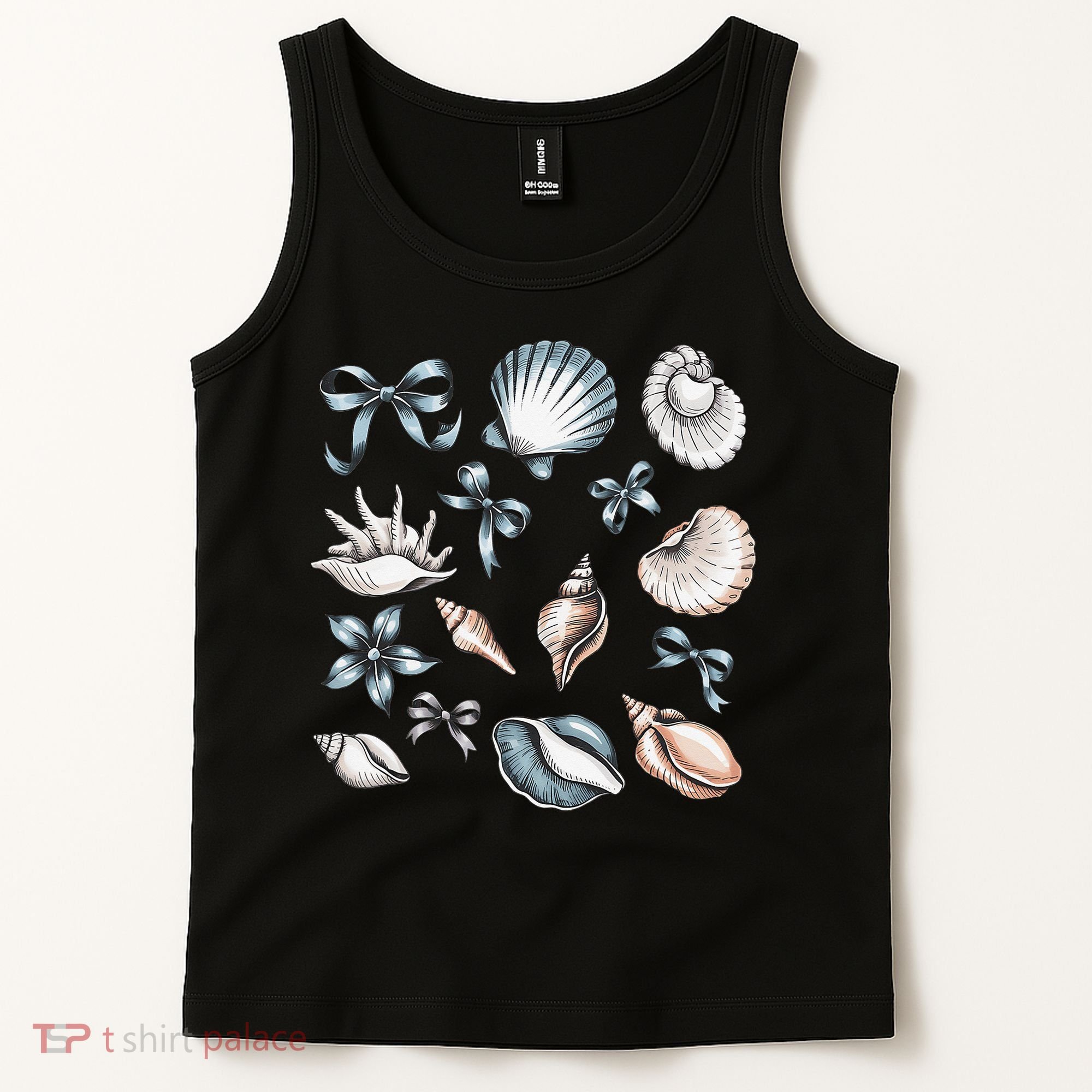 Coquette Blue Bow Ocean Beach Retro Summer Women Tank Top