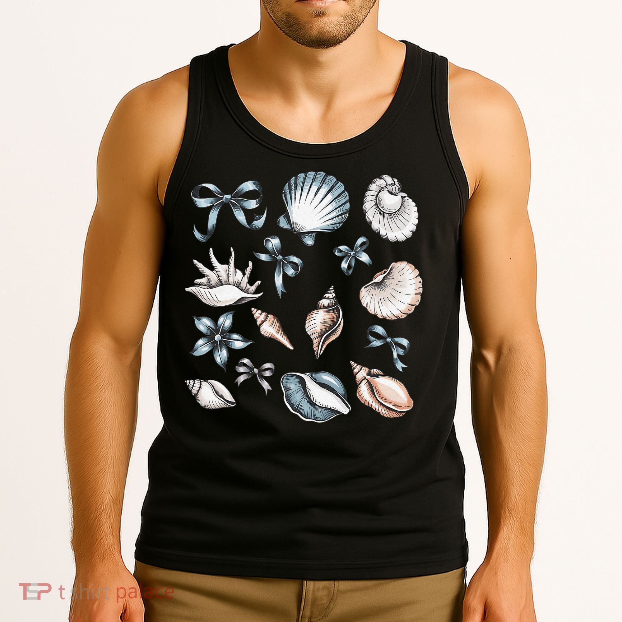 Coquette Blue Bow Ocean Beach Retro Summer Women Tank Top