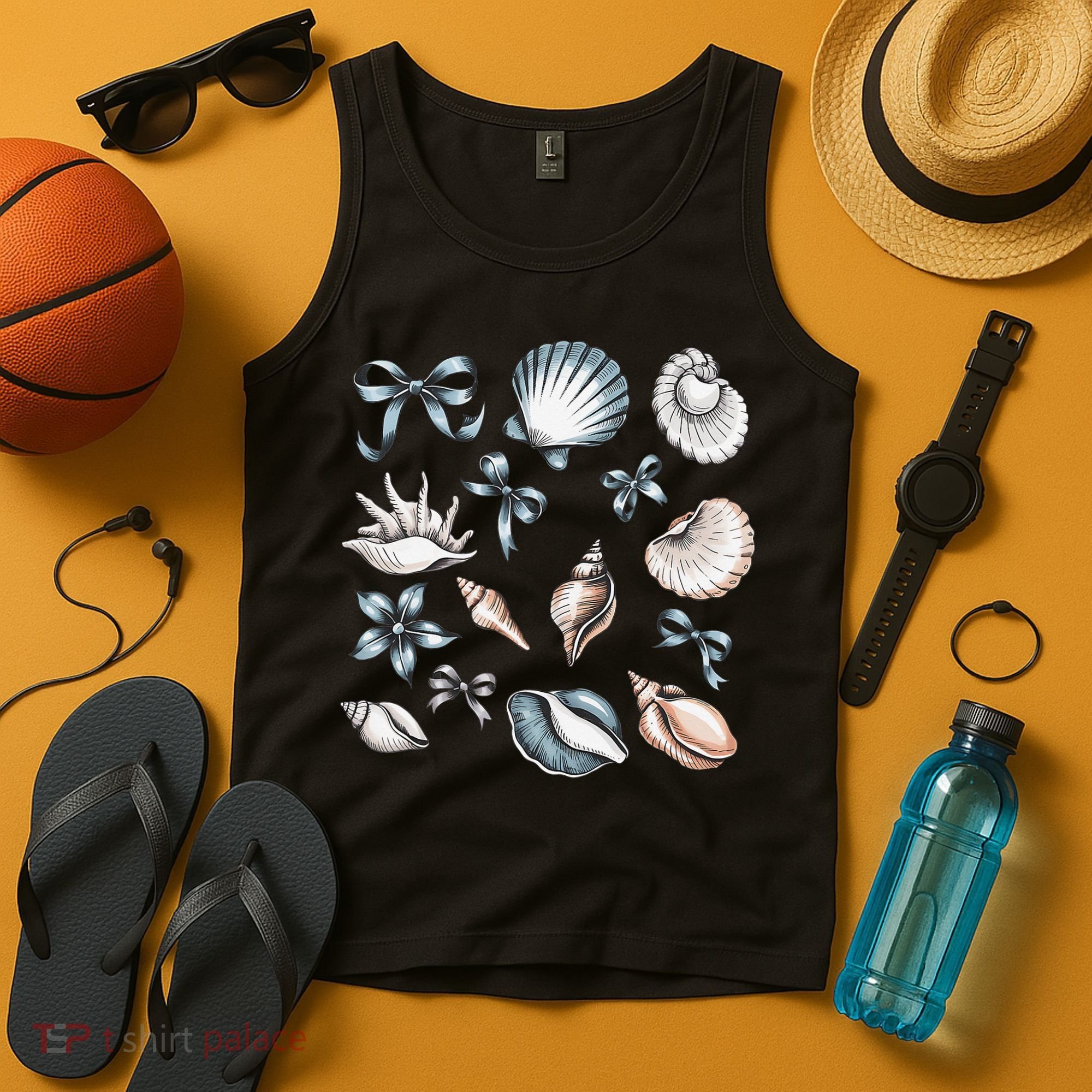 Coquette Blue Bow Ocean Beach Retro Summer Women Tank Top
